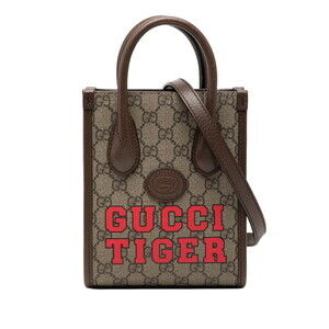 Gucci Tiger GG Supreme Interlocking G Handbag Shoulder Bag 2WAY 671623 Beige ...